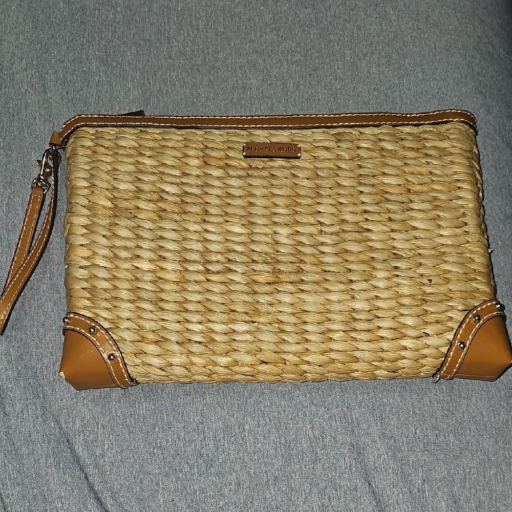 Michael Kors Tan Woven Clutch